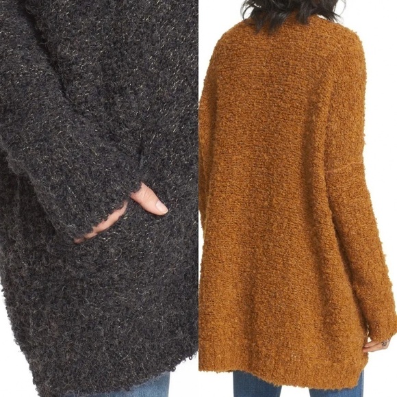 Free People Oversized Bouclé V-Neck Cardigan Small - Picture 4 of 10